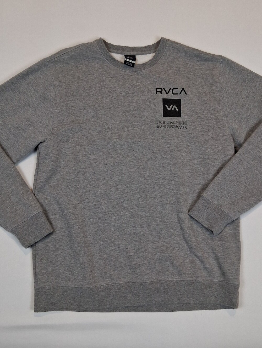 RVCA Graphic Print Logo Front/Back Crewneck Sweatshirt Mens XL Gray/Black Y2k